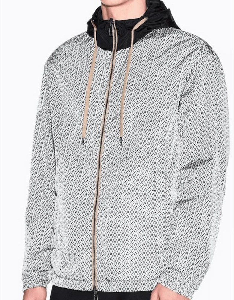 Nylon Reversible Monogram Logo/Black Windbreaker Jacket