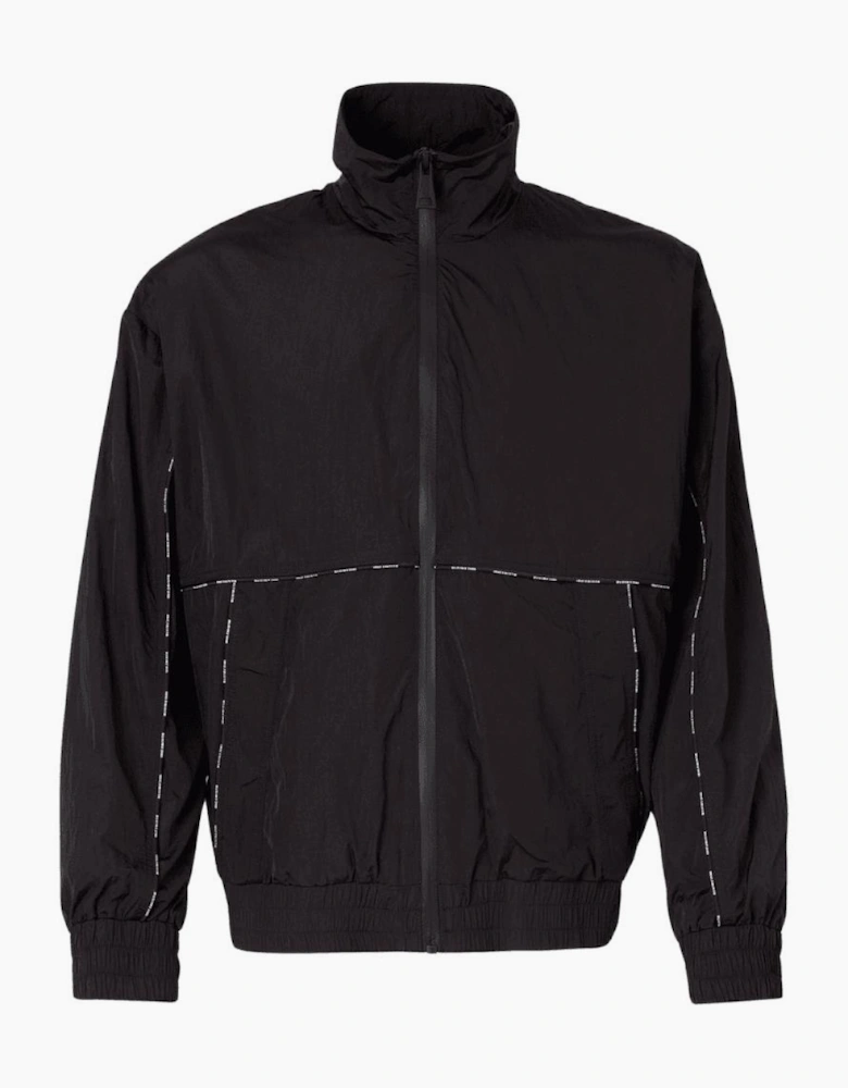 Piping Logo Black Windbreaker Jacket