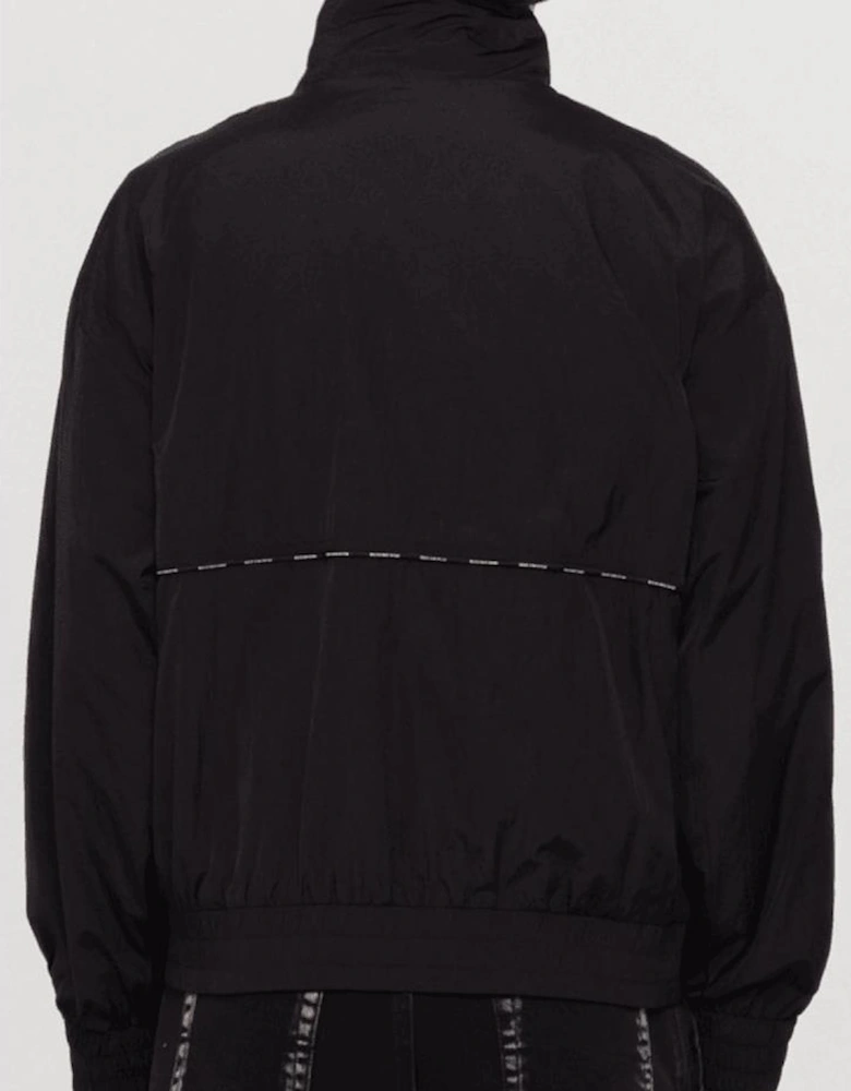 Piping Logo Black Windbreaker Jacket