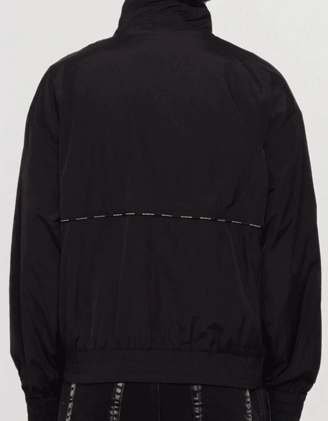 Piping Logo Black Windbreaker Jacket