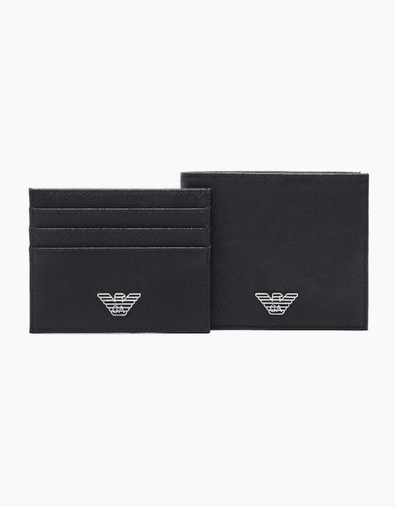 ASV Eagle Logo Black Leather Wallet & Card Holder Gift Box