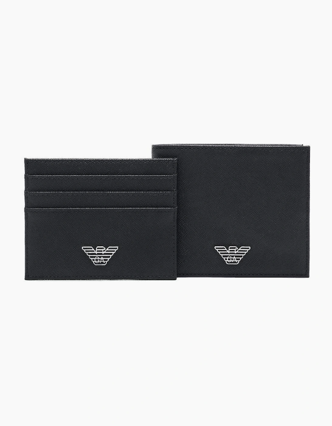 ASV Eagle Logo Black Leather Wallet & Card Holder Gift Box