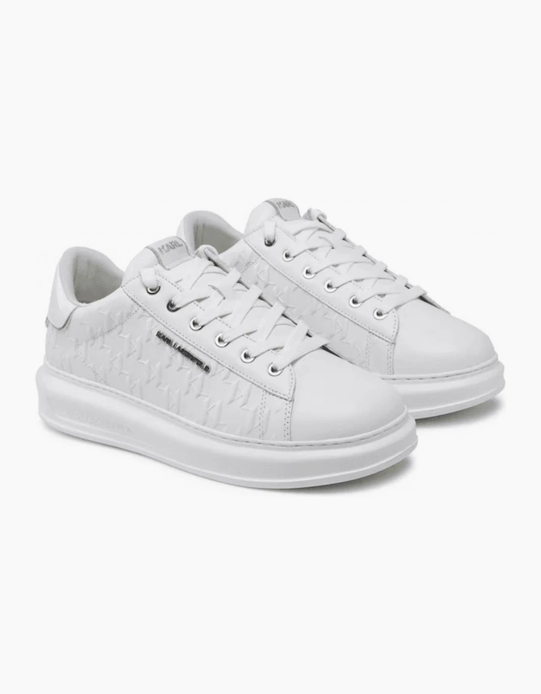 Monogram Embossed Metal Logo Leather White Sneaker