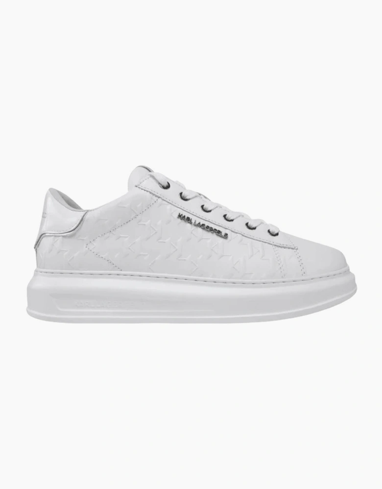 Monogram Embossed Metal Logo Leather White Sneaker