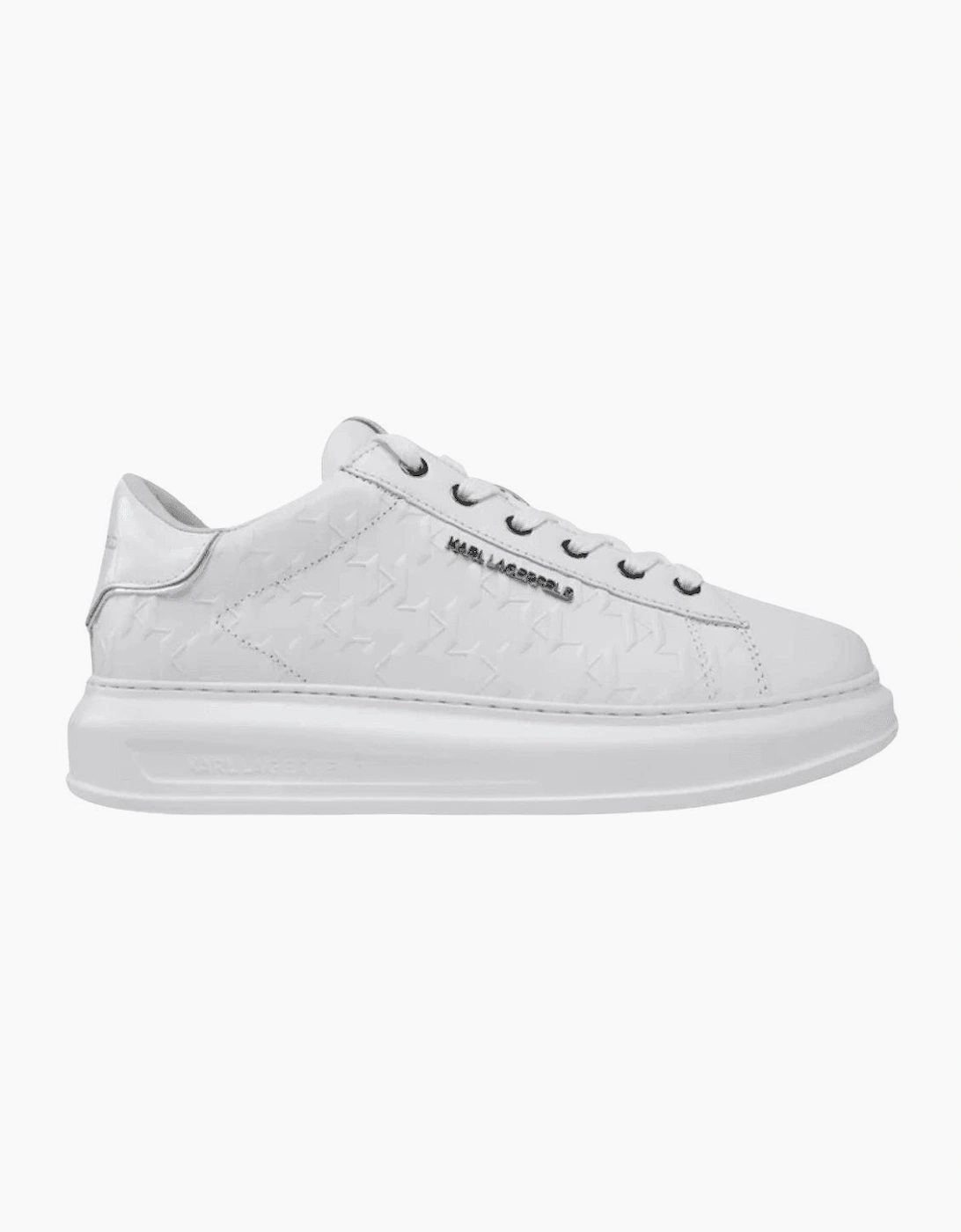 Monogram Embossed Metal Logo Leather White Sneaker