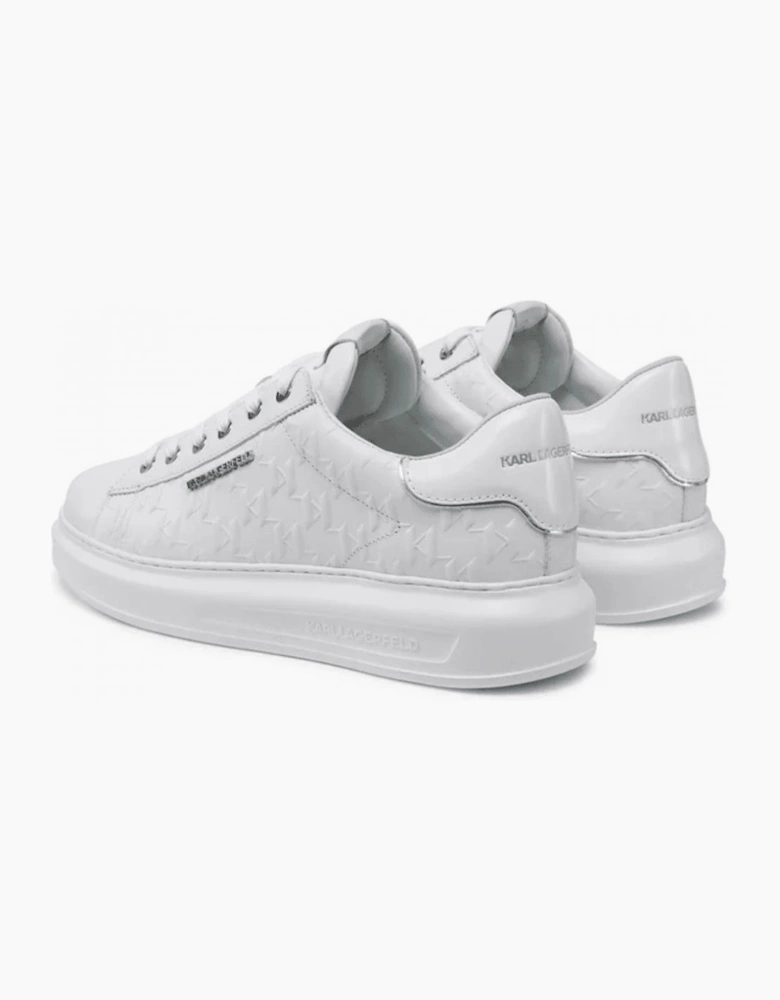 Monogram Embossed Metal Logo Leather White Sneaker