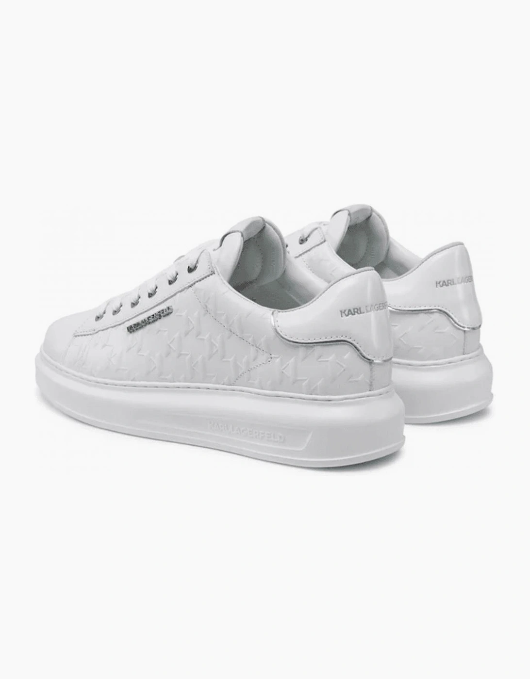 Monogram Embossed Metal Logo Leather White Sneaker