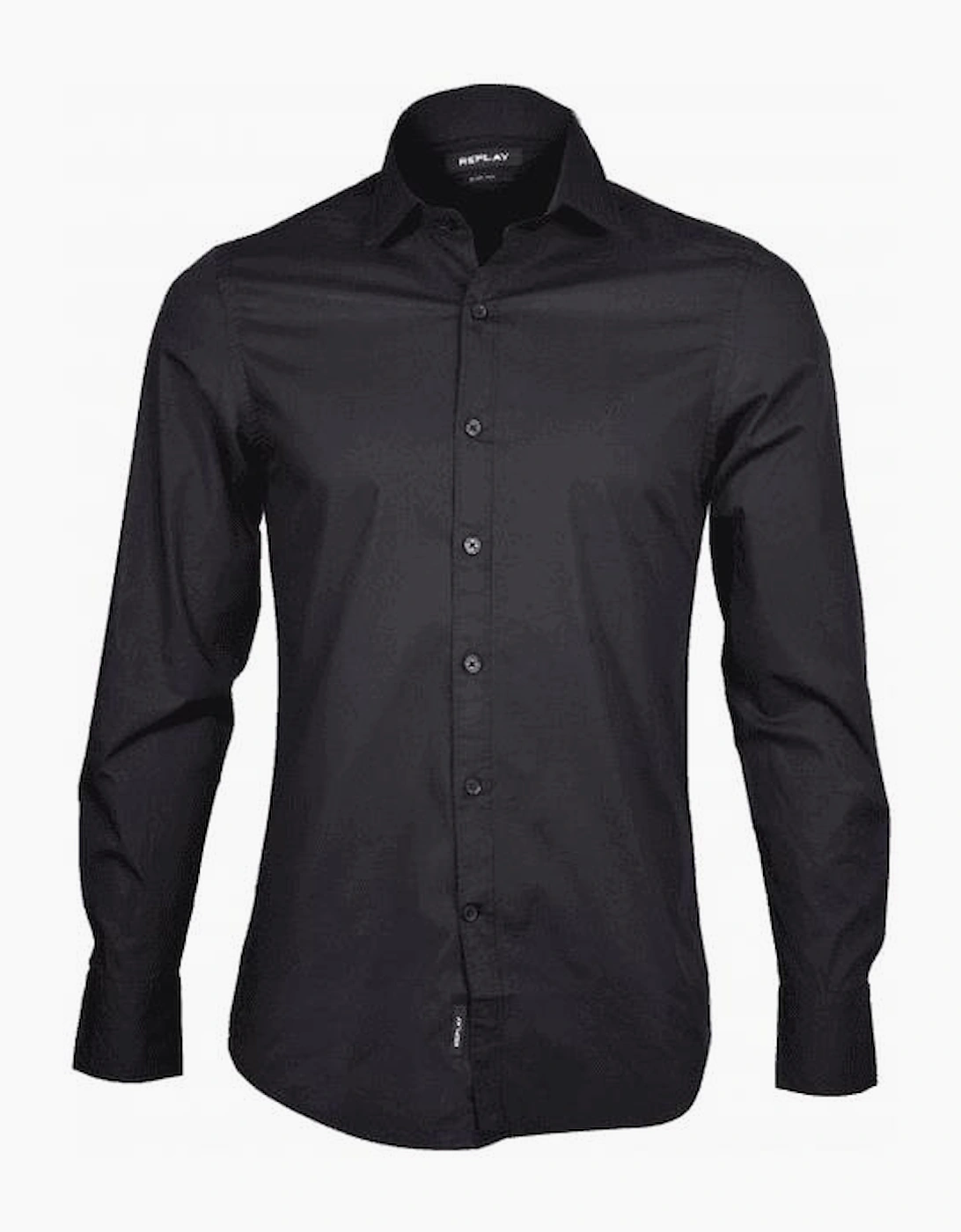Cotton Slim Fit White Black Shirt