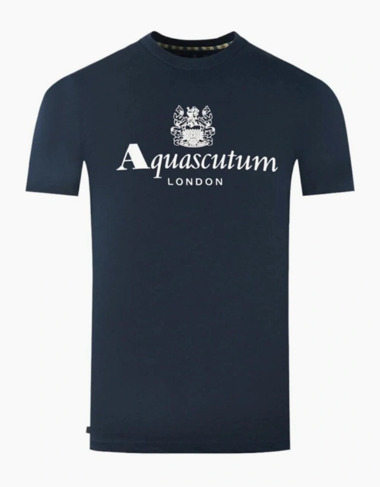 Cotton Print Logo Navy T-Shirt