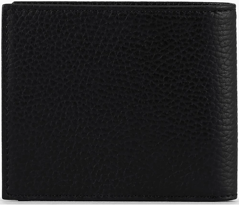 Rubberised Logo Black Leather Wallet