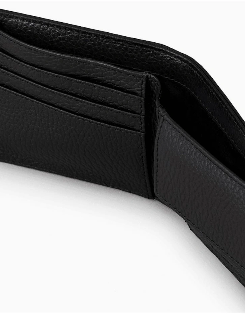 Rubberised Logo Black Leather Wallet