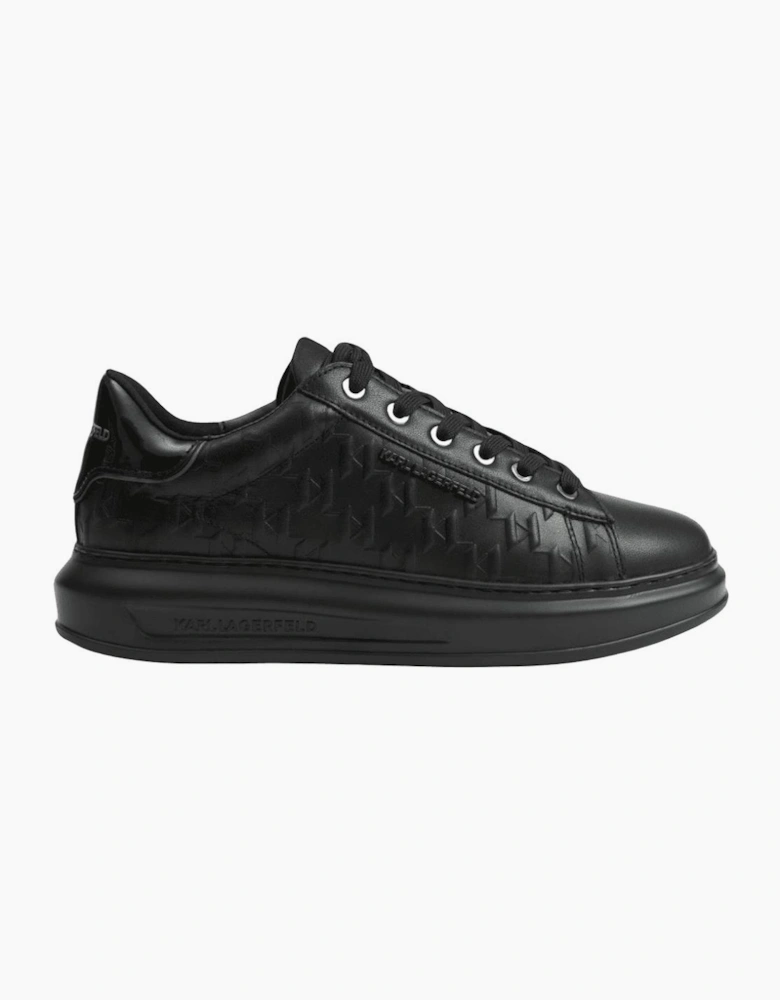 Monogram Embossed Metal Logo Leather Black Sneaker