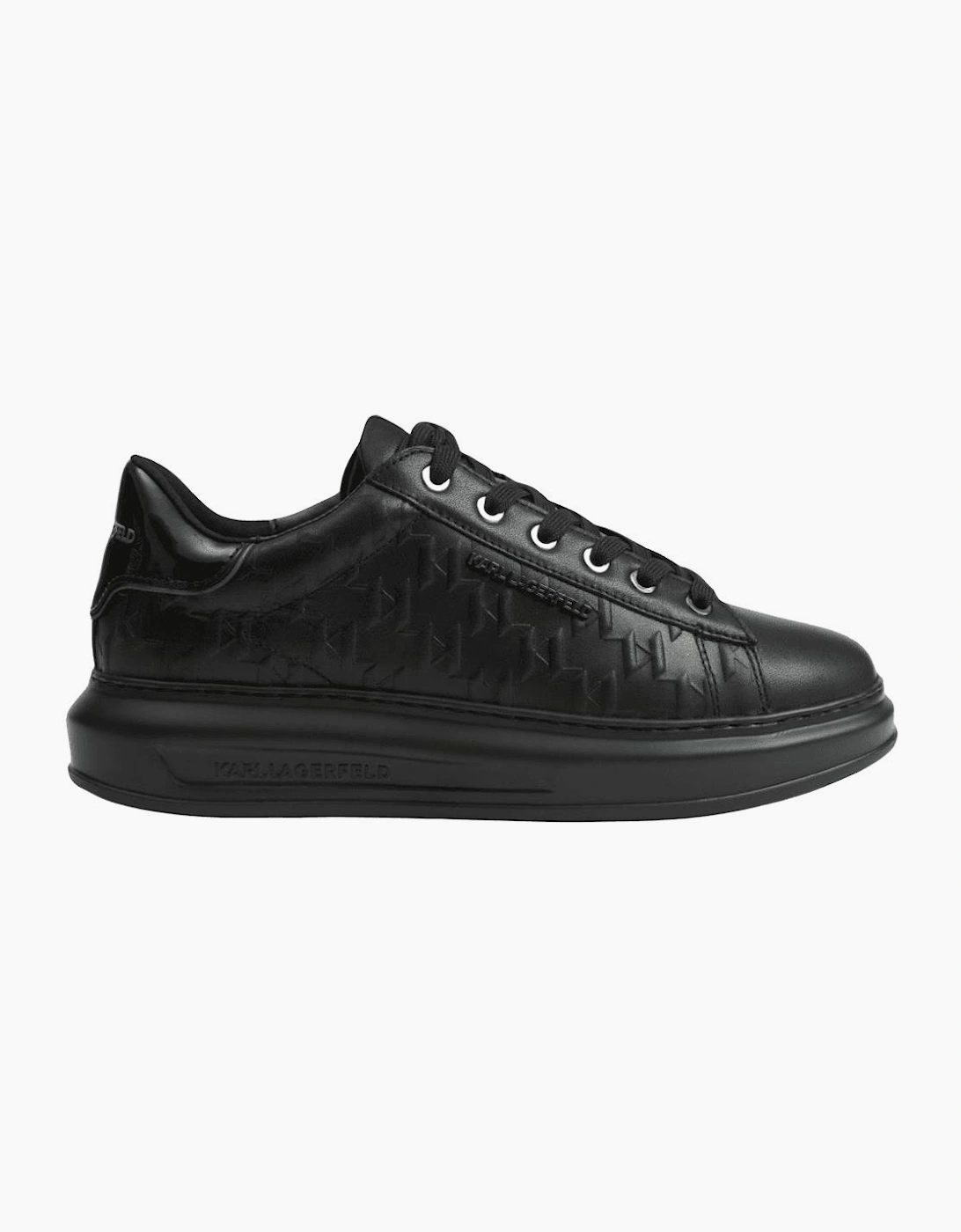 Monogram Embossed Metal Logo Leather Black Sneaker