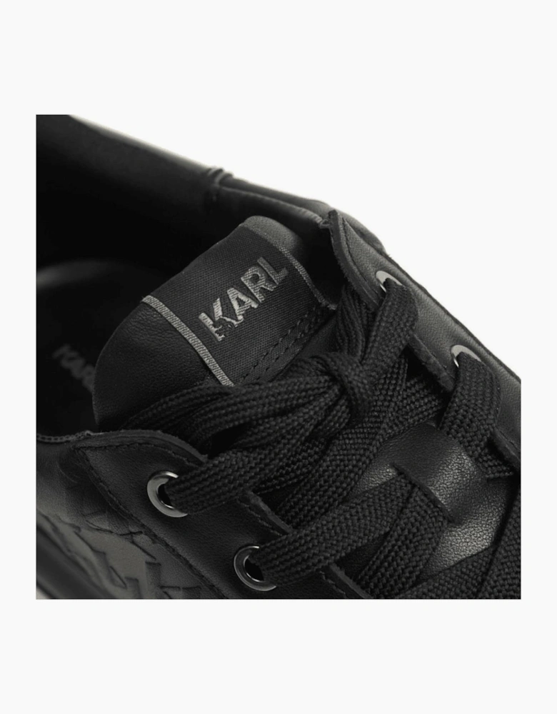 Monogram Embossed Metal Logo Leather Black Sneaker