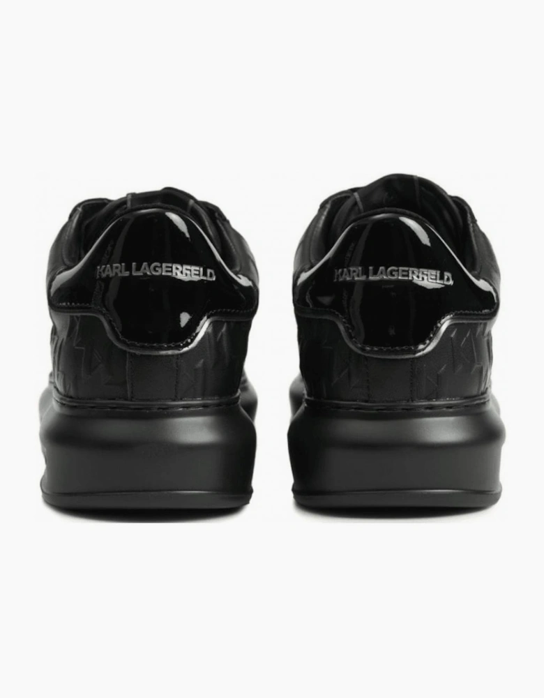 Monogram Embossed Metal Logo Leather Black Sneaker
