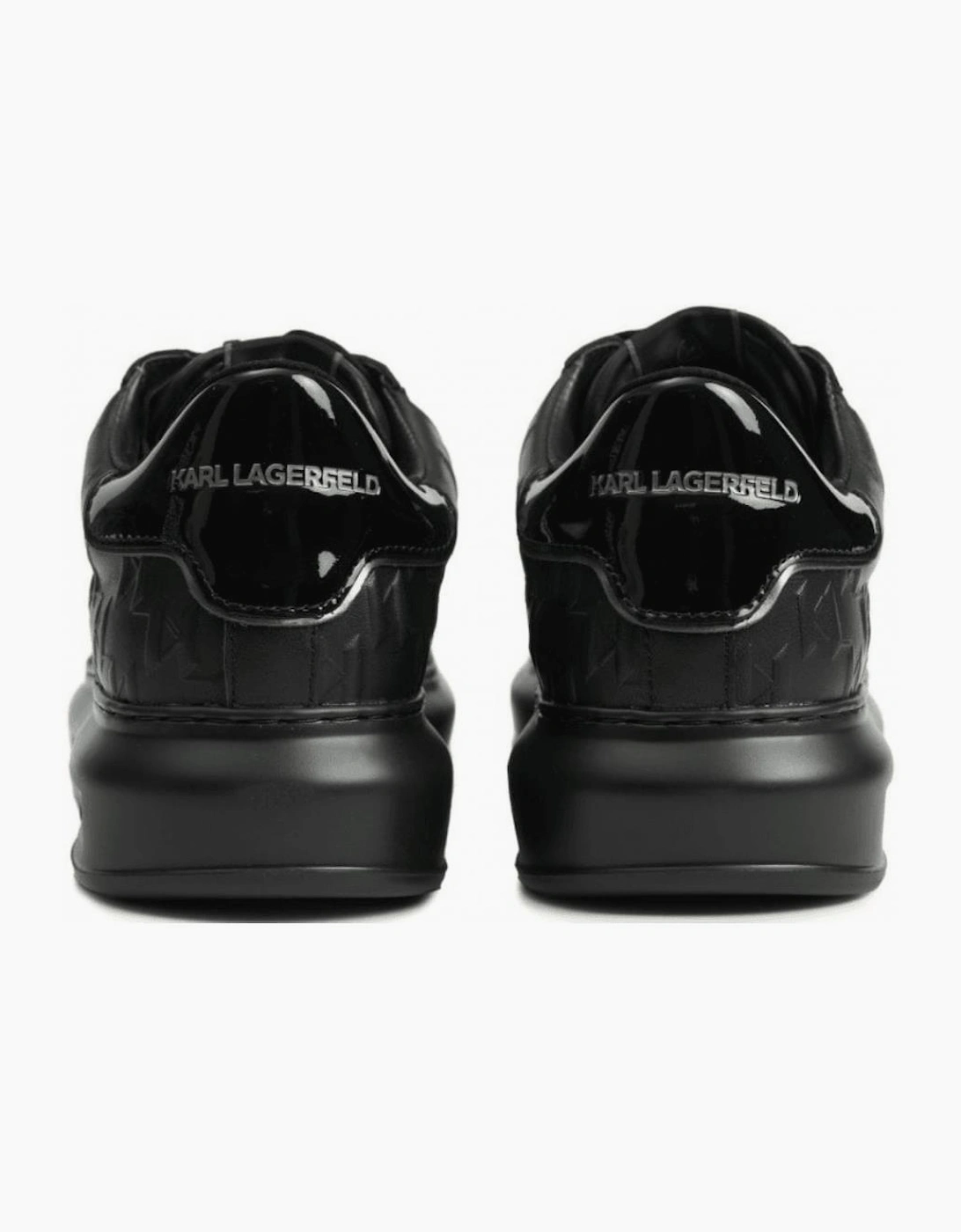 Monogram Embossed Metal Logo Leather Black Sneaker