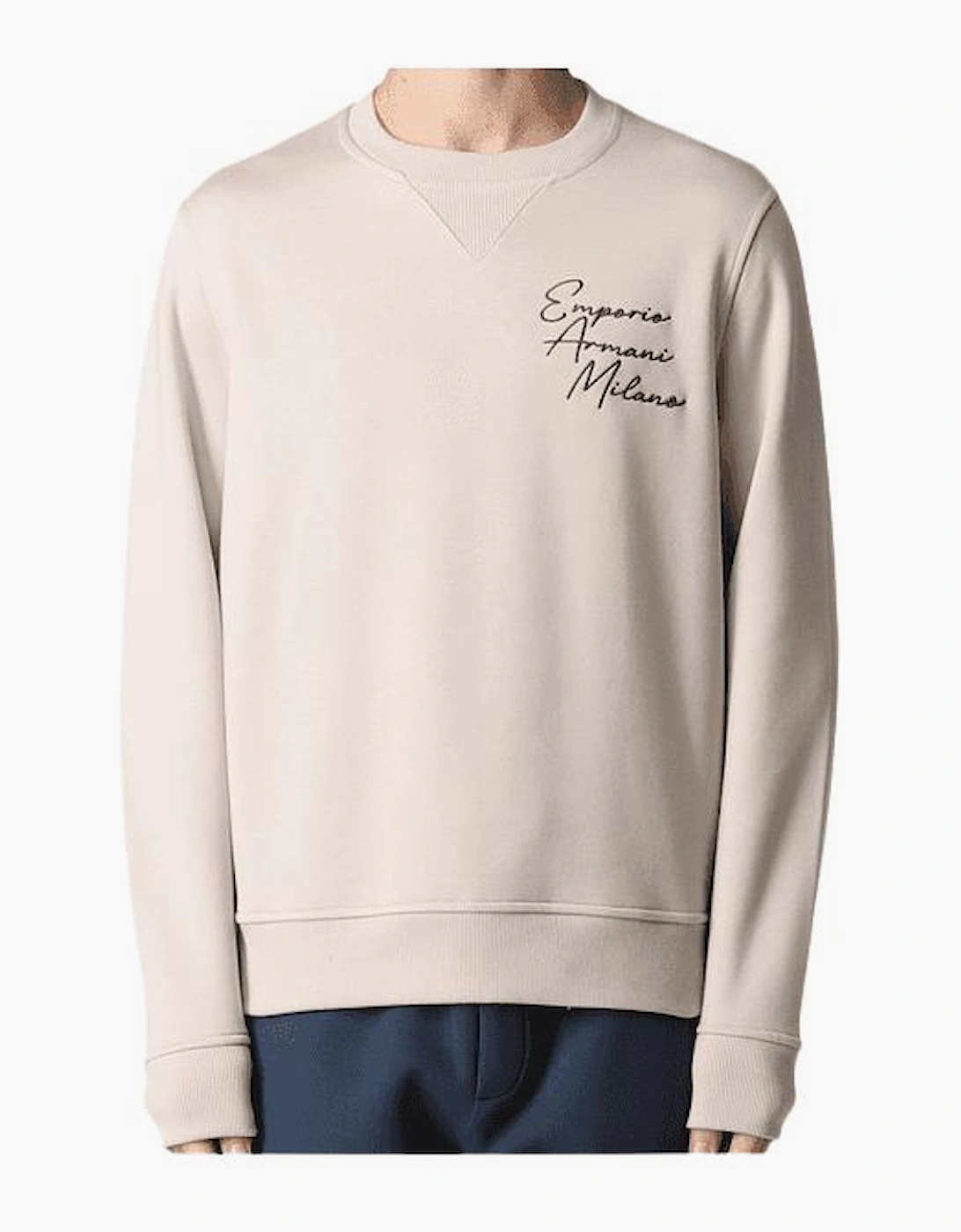Cotton Embroidered Logo Cream Sweatshirt