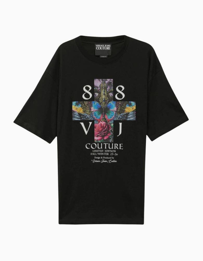 Loose Fit Satin Logo Black T-Shirt