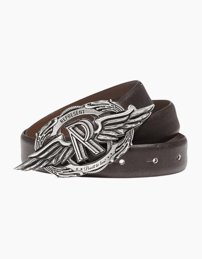 Vintage Buckle Dark Brown Leather Belt