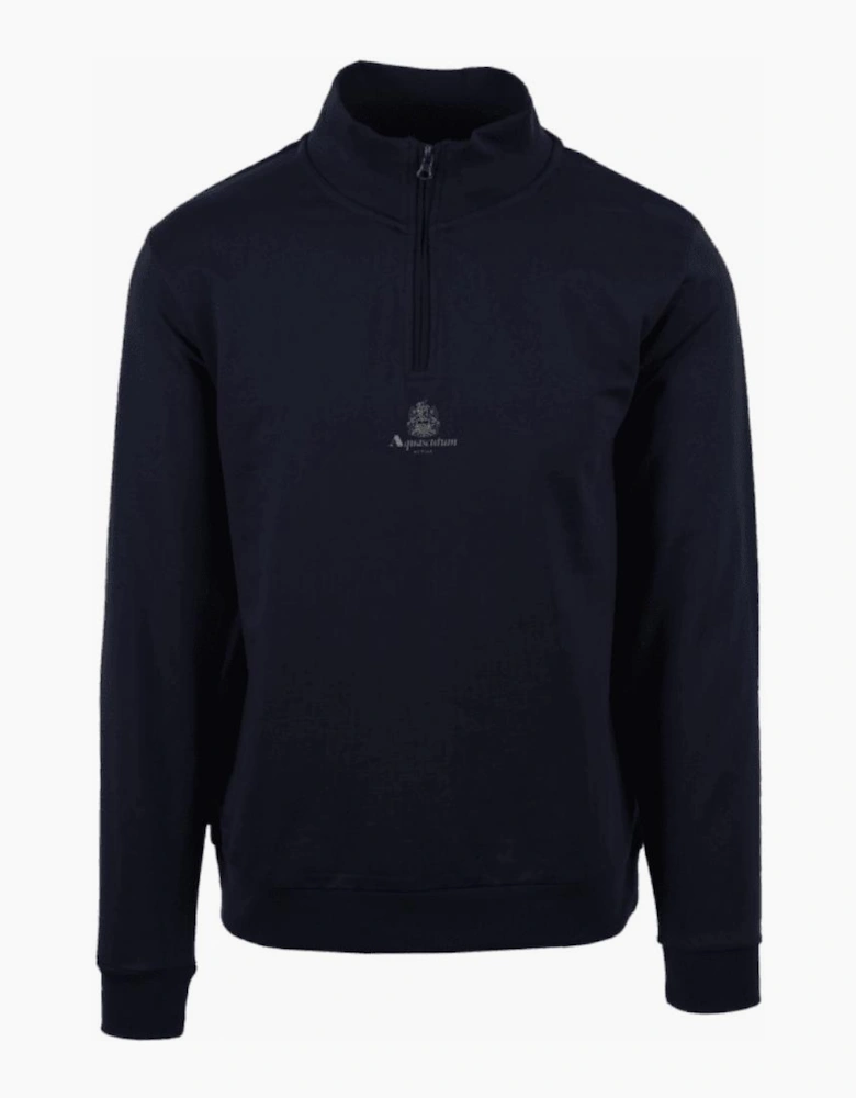 Cotton Crest Logo Navy Quarter Zip Sweatshirt