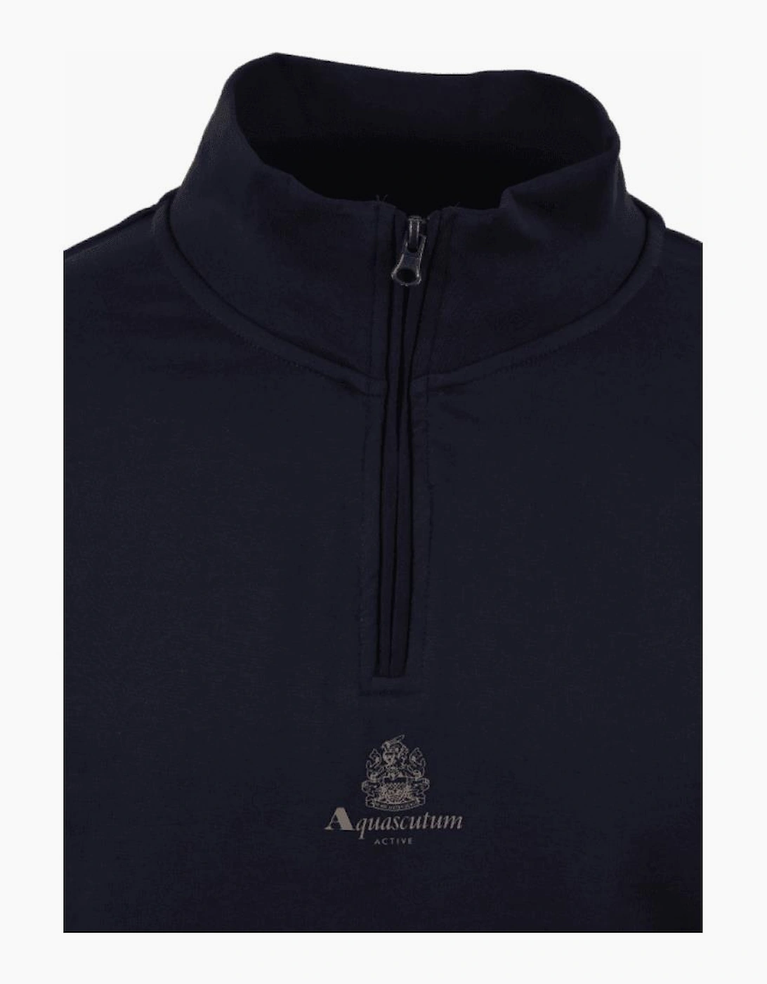Cotton Crest Logo Navy Quarter Zip Sweatshirt