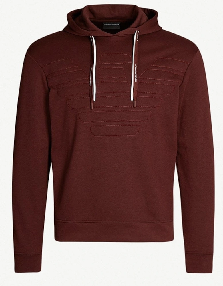 Cotton Stitched Logo Burgundy Hoodie