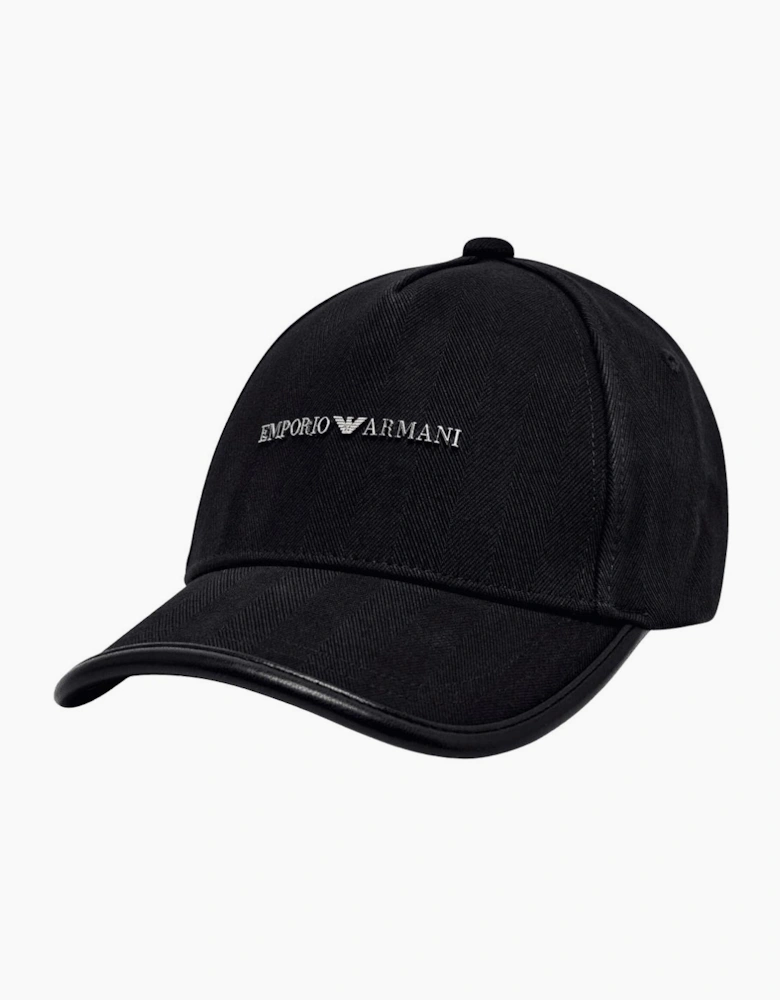 Metal Logo Textured Navy Cap