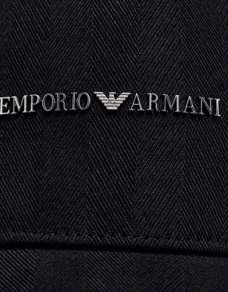 Metal Logo Textured Navy Cap