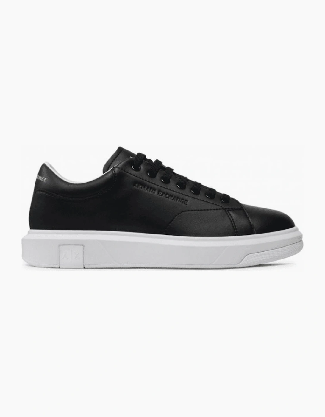 Armani Exchange Men's Black Action Leather /White Sneaker Trainer
