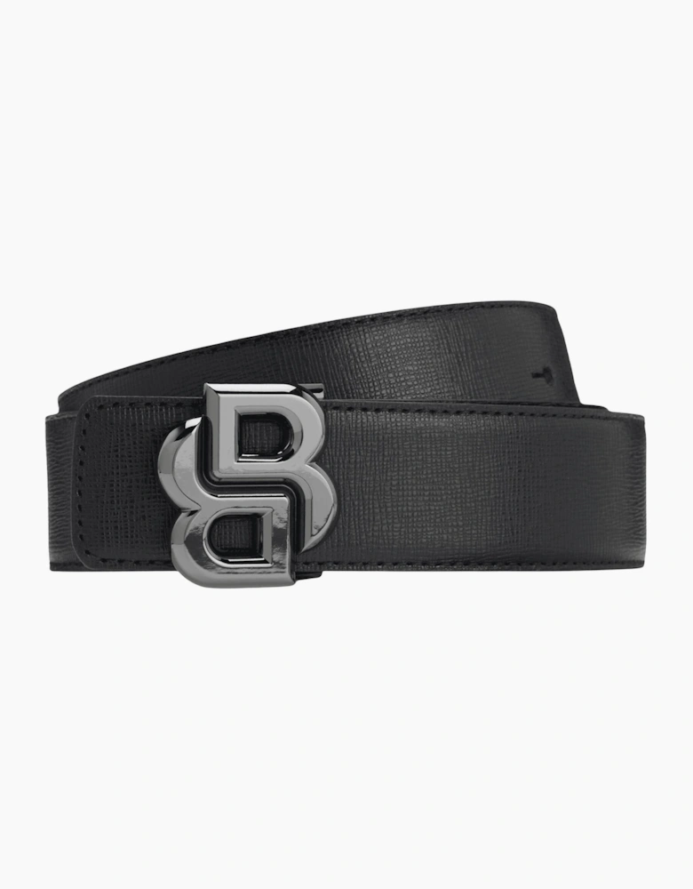 B_ICON-SF Reversible Black/Grey Leather Buckle Belt