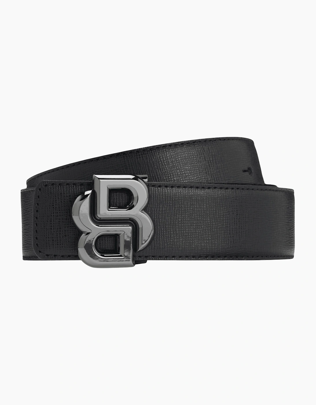 B_ICON-SF Reversible Black/Grey Leather Buckle Belt