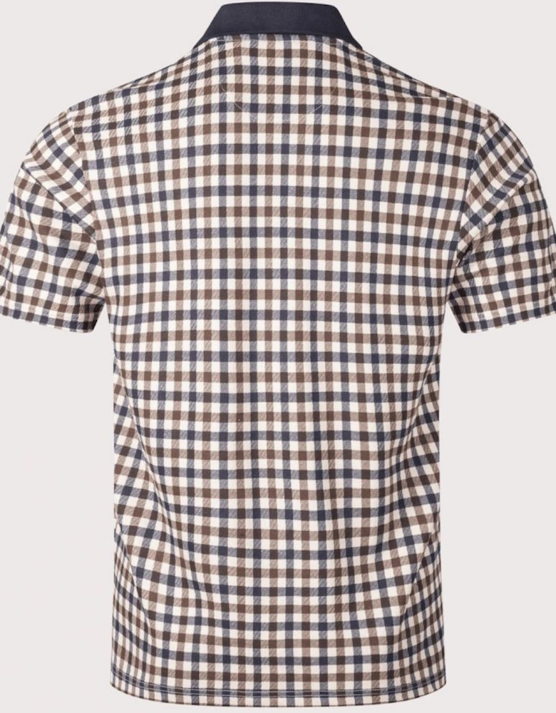 Micro Check Navy Polo Shirt