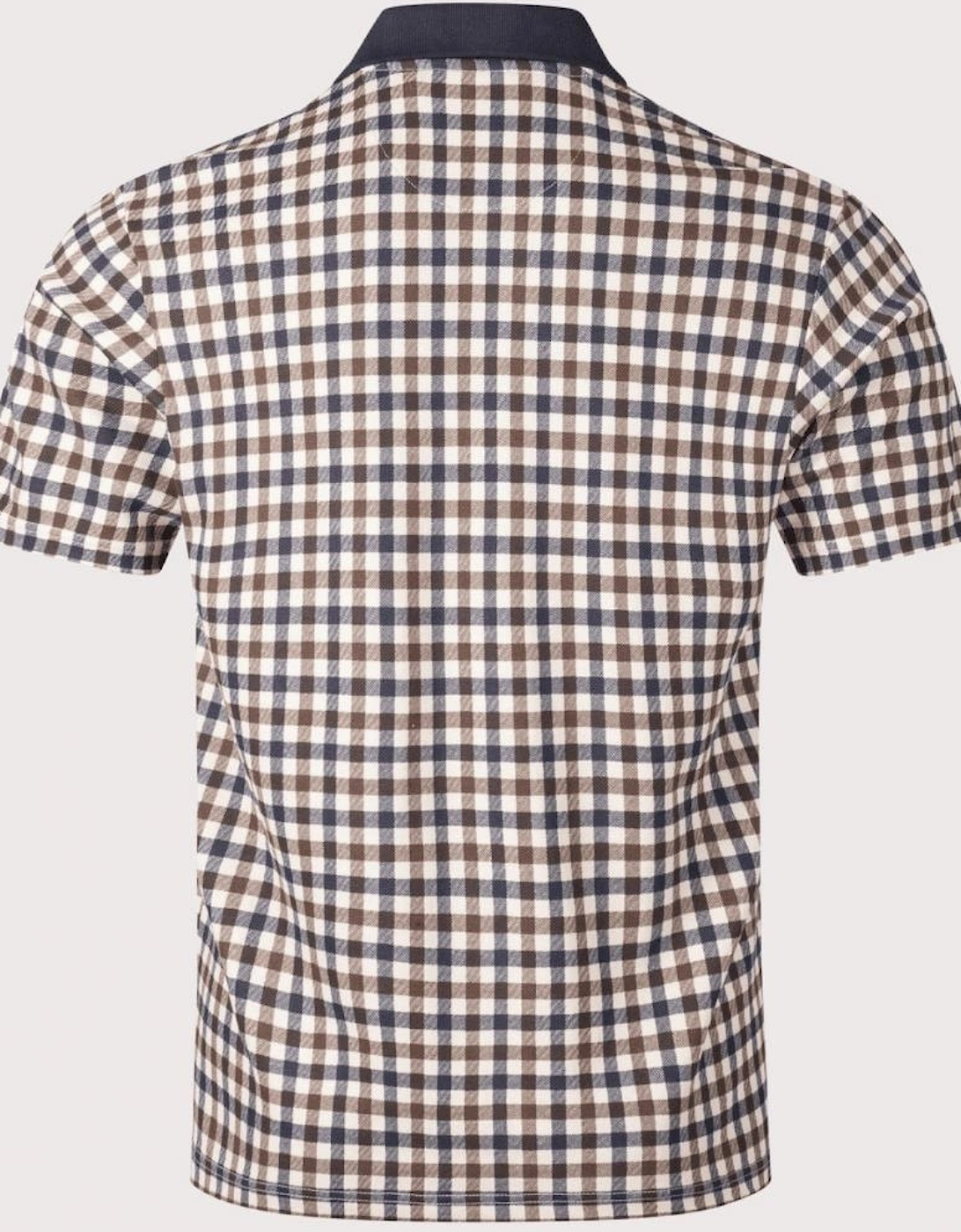 Micro Check Navy Polo Shirt