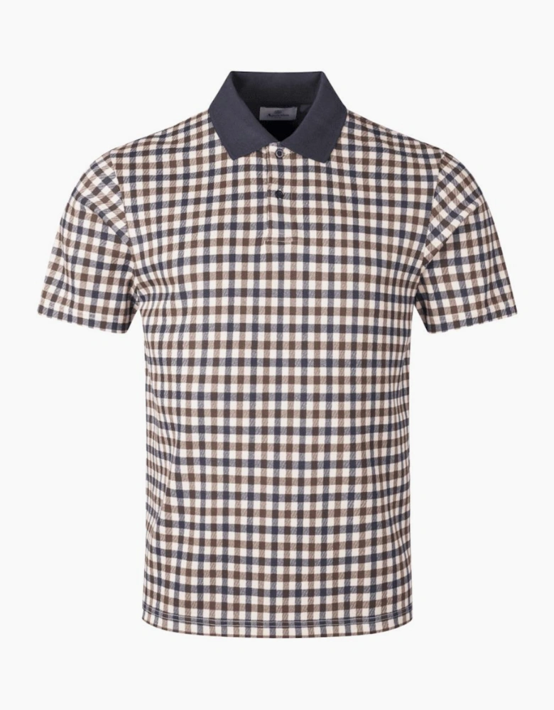 Micro Check Navy Polo Shirt