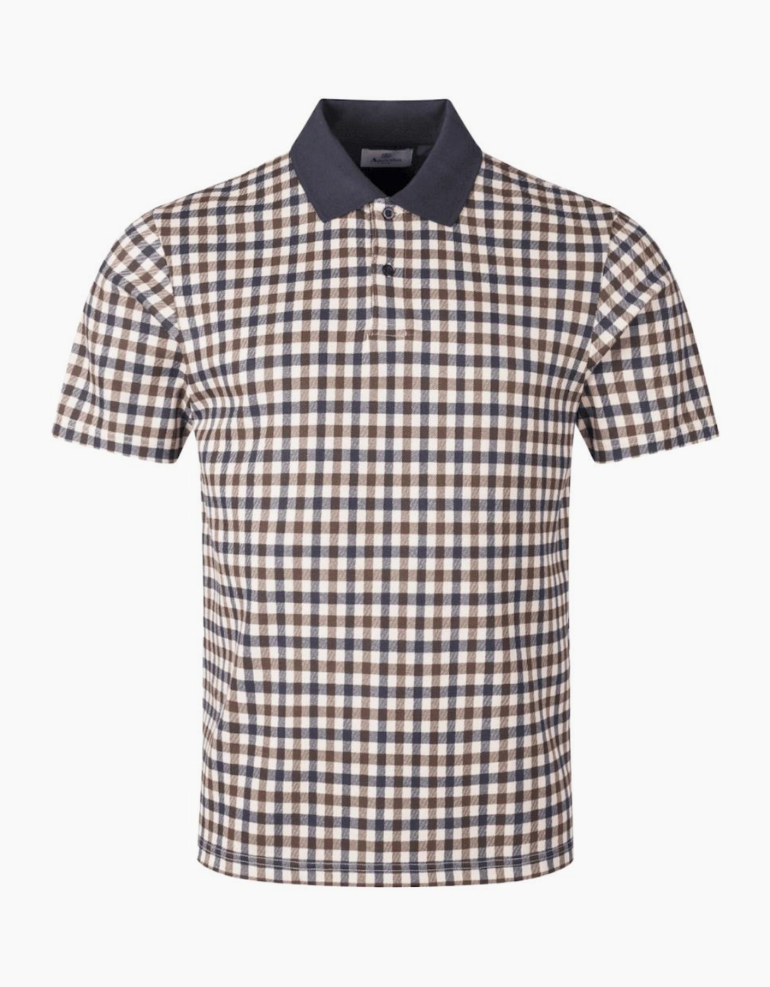 Micro Check Navy Polo Shirt