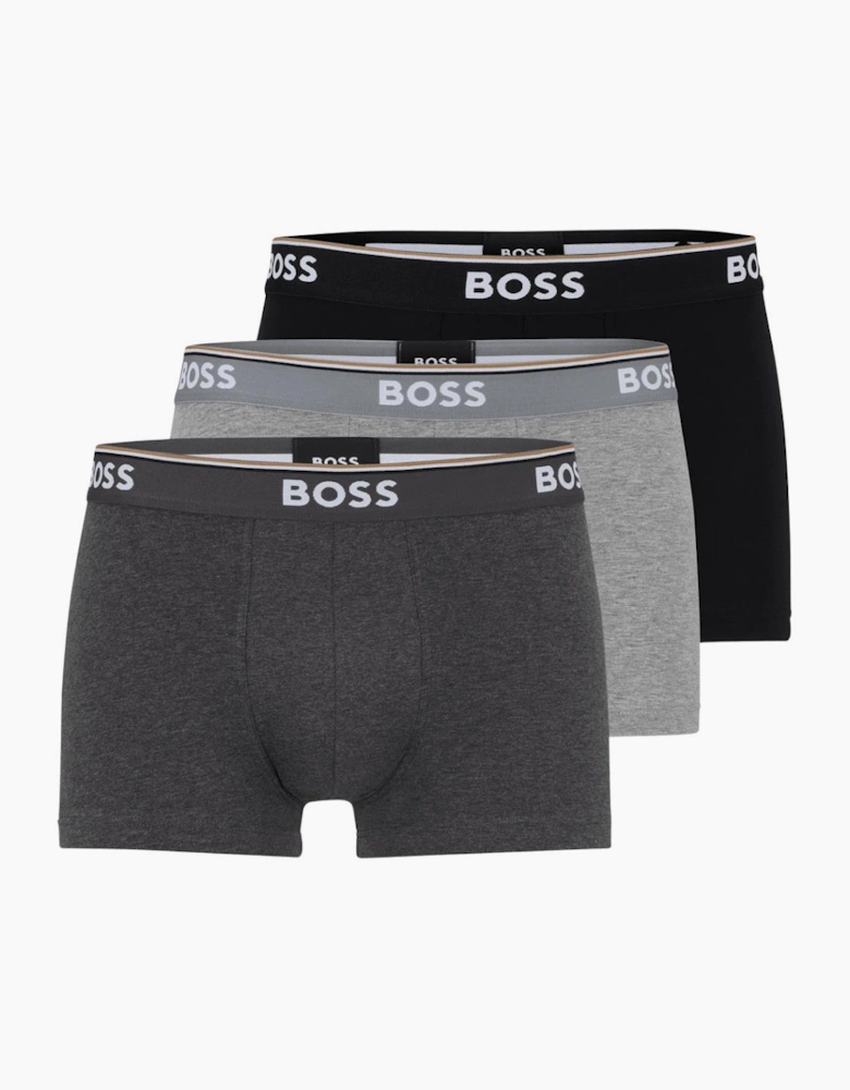 3-Pack Stretch Cotton Grey/Black Trunks