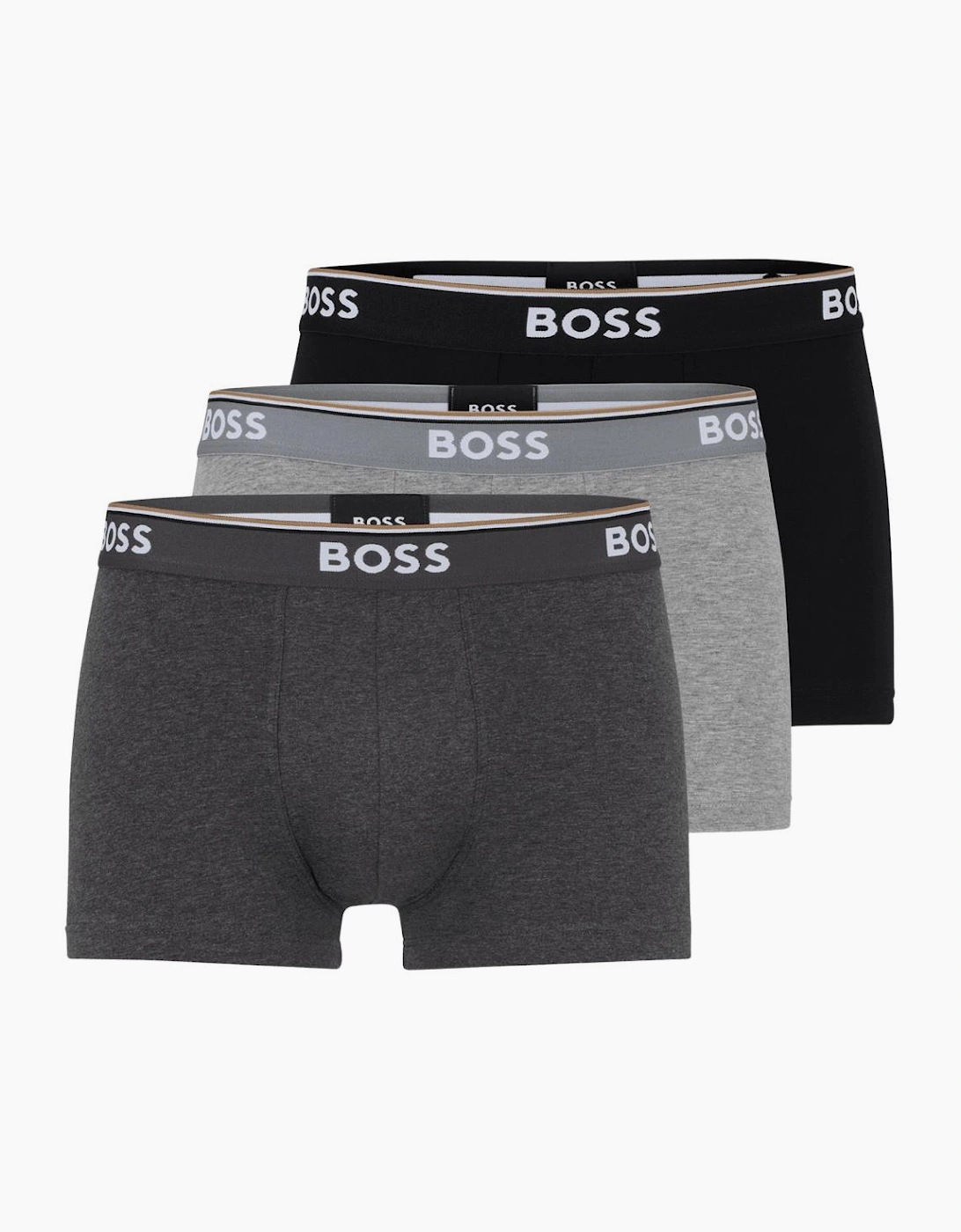 3-Pack Stretch Cotton Grey/Black Trunks