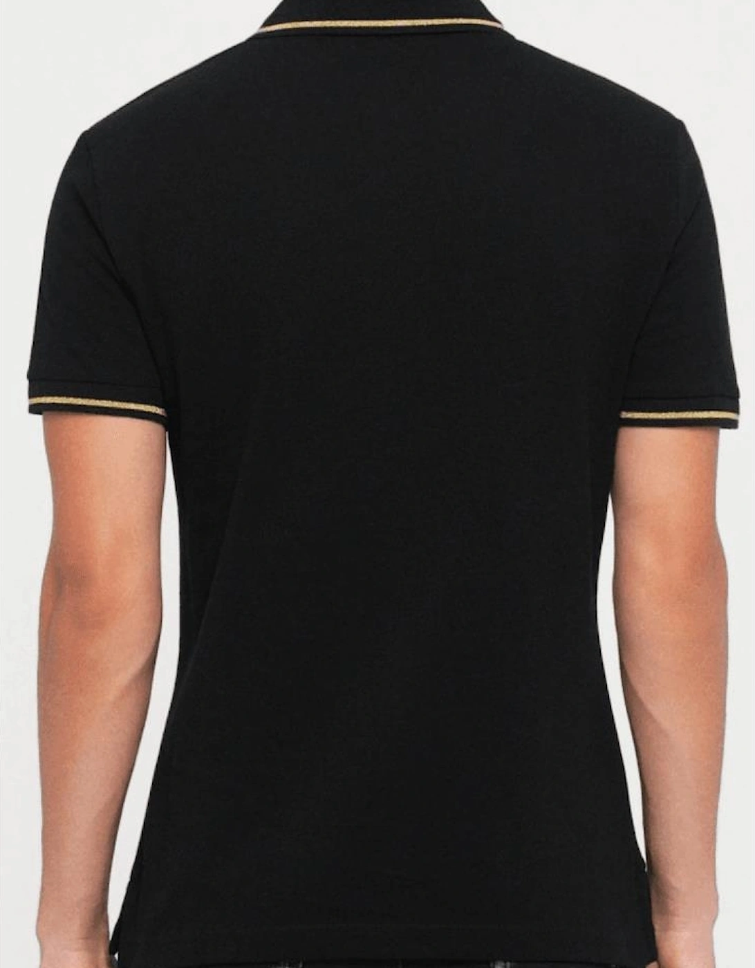 Cotton Metal Logo Black/Gold Tipped Polo Shirt
