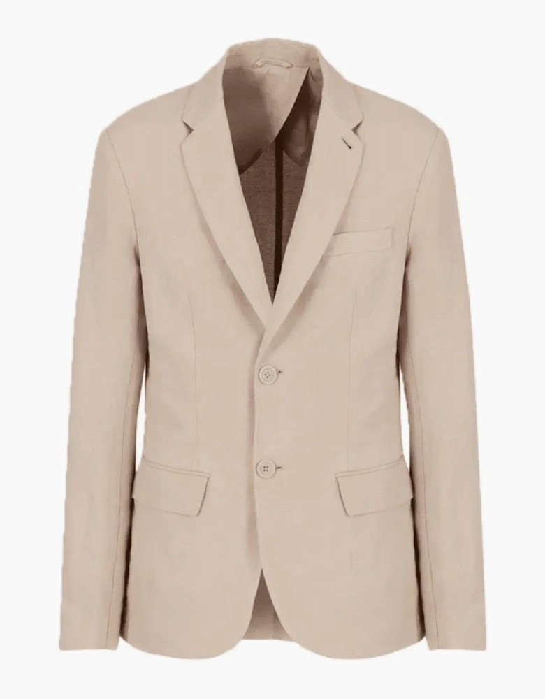 Cotton Beige Linen Blazer
