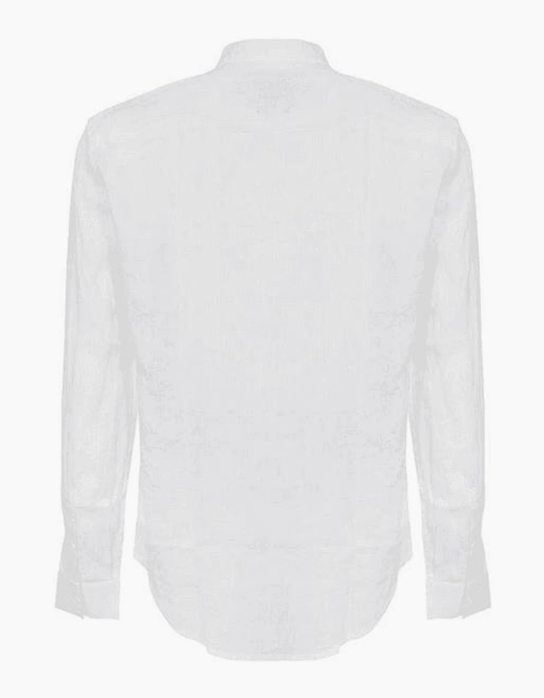 Grandad Collar Linen White Shirt