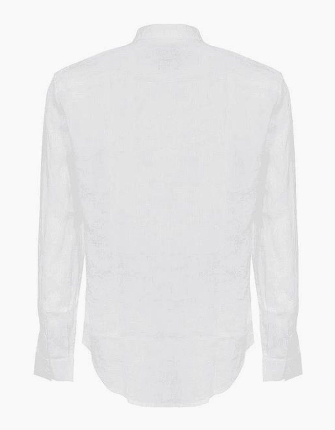 Grandad Collar Linen White Shirt