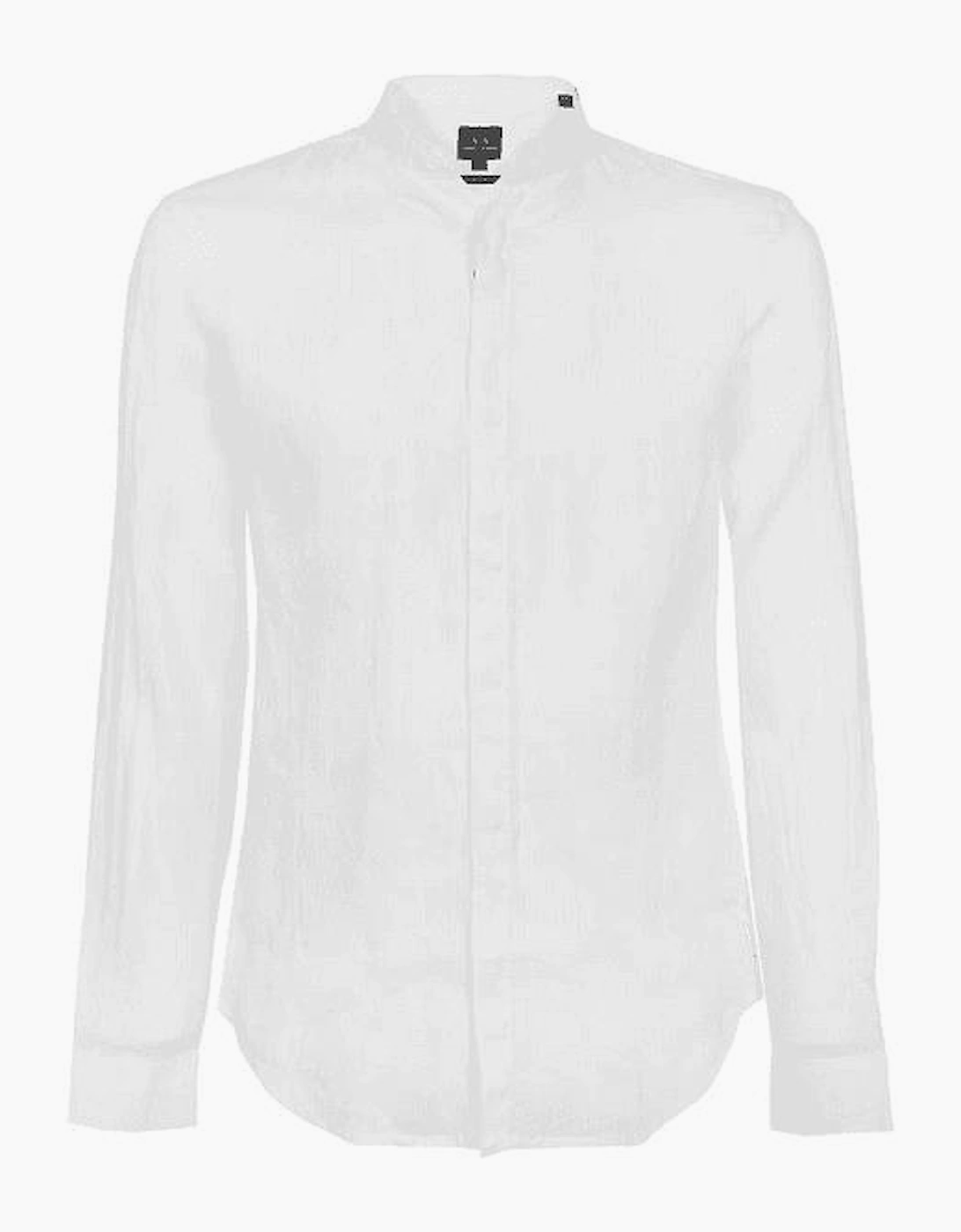 Armani Exchange Armani Exchange Men's Grandad Collar Linen White Shirt