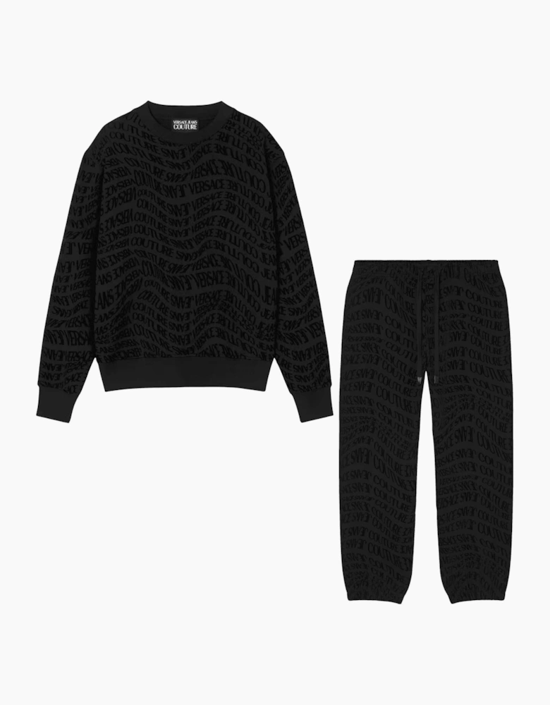 Regular Fit Liquify All Over Logo Black Tracksuit