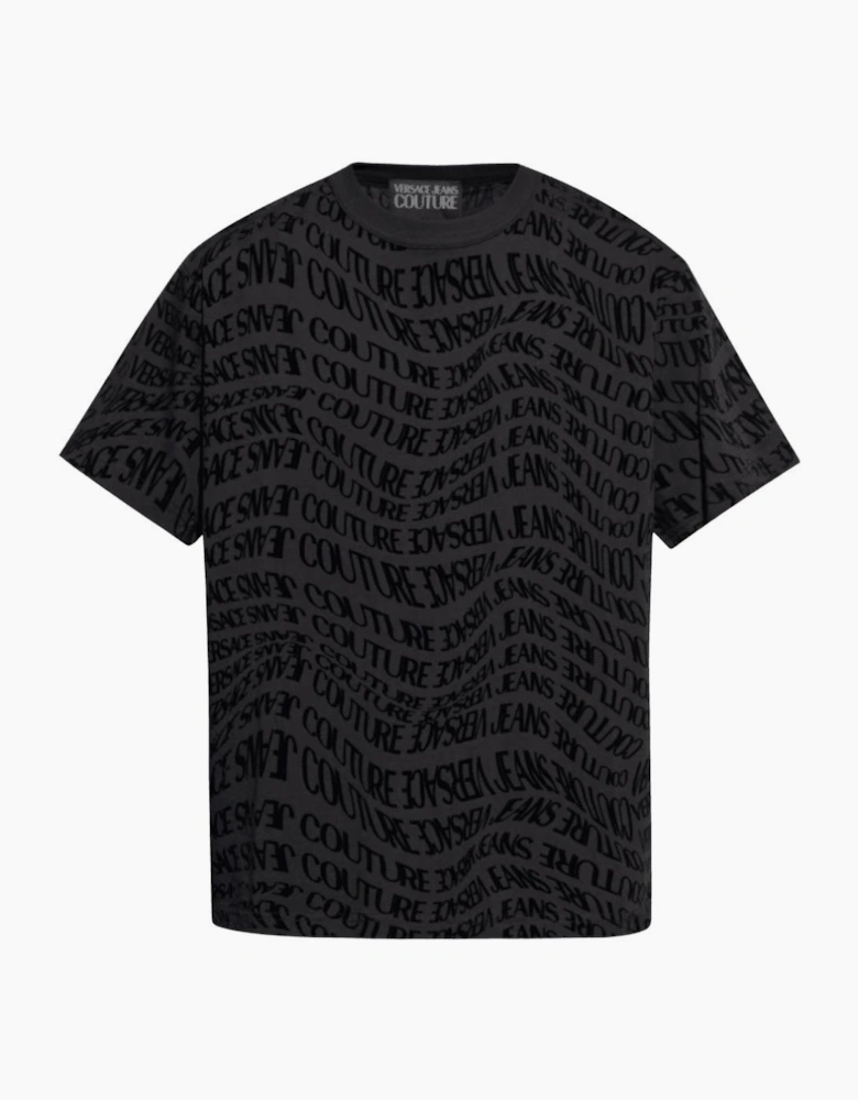 Regular Fit Liquify All Over Logo Black T-Shirt