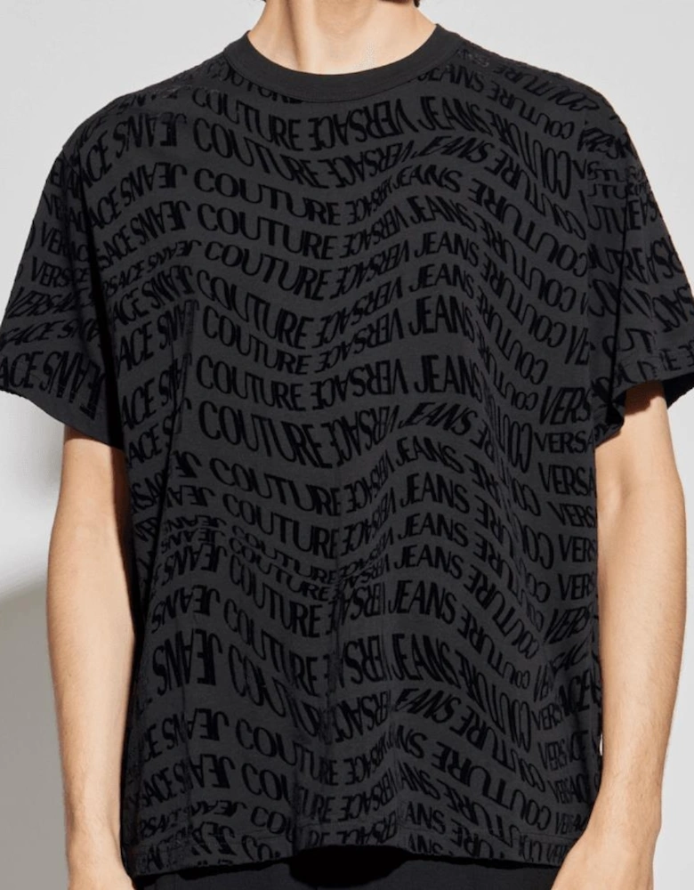 Regular Fit Liquify All Over Logo Black T-Shirt