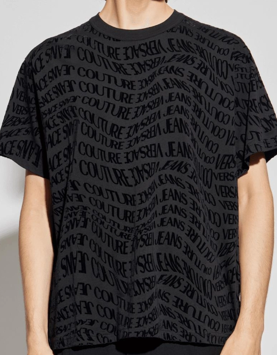 Regular Fit Liquify All Over Logo Black T-Shirt