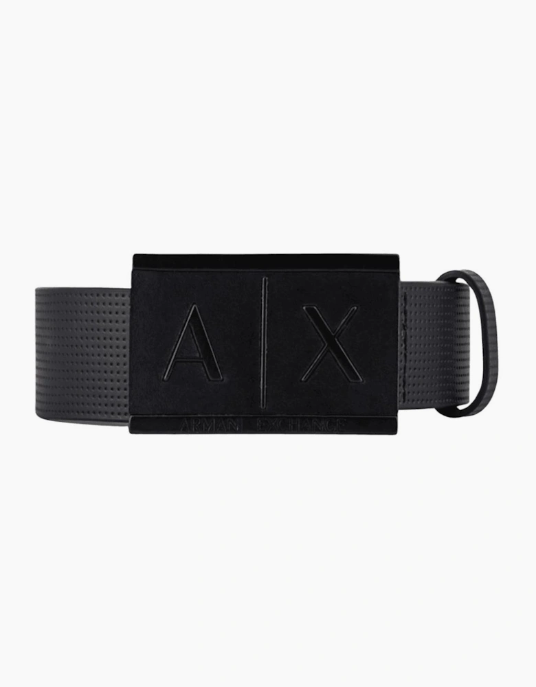 Matte Black Buckle Leather Belt