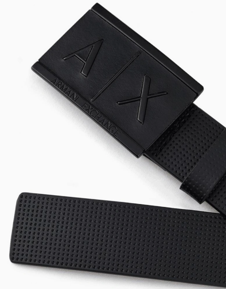 Matte Black Buckle Leather Belt