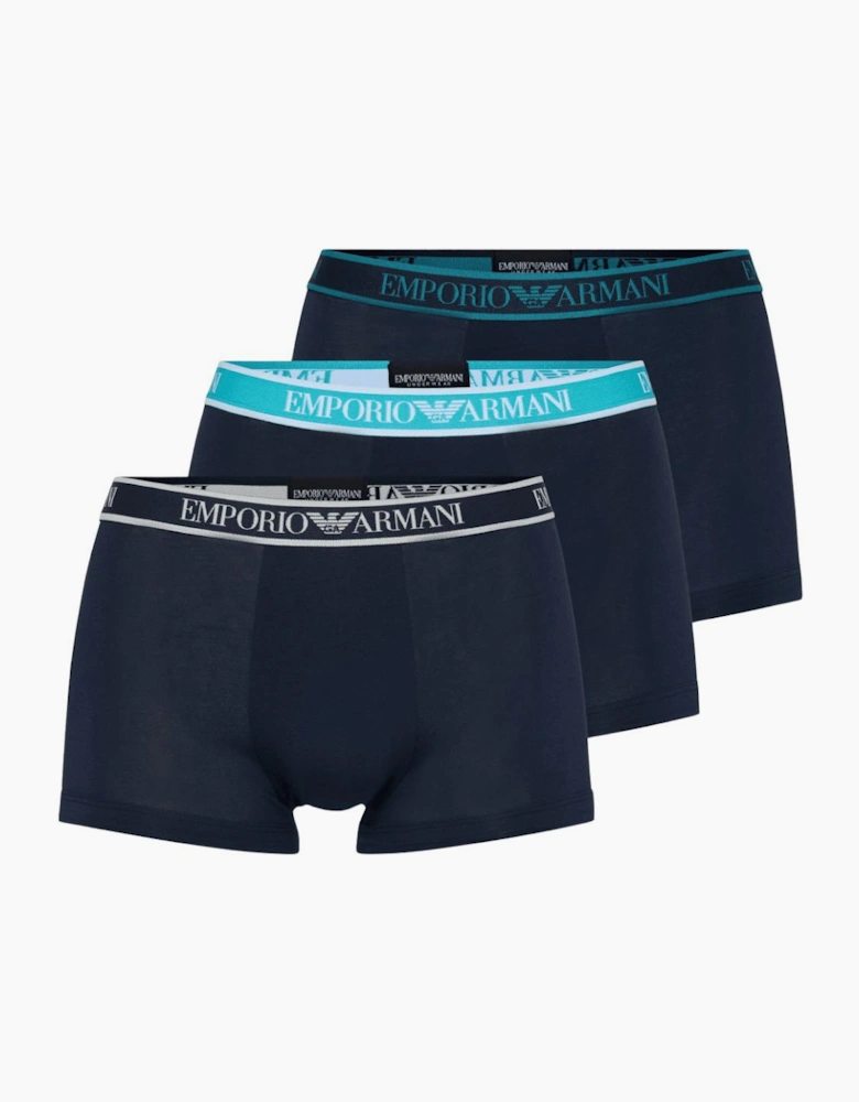 3-Pack Stretch Cotton Navy Boxer Trunks