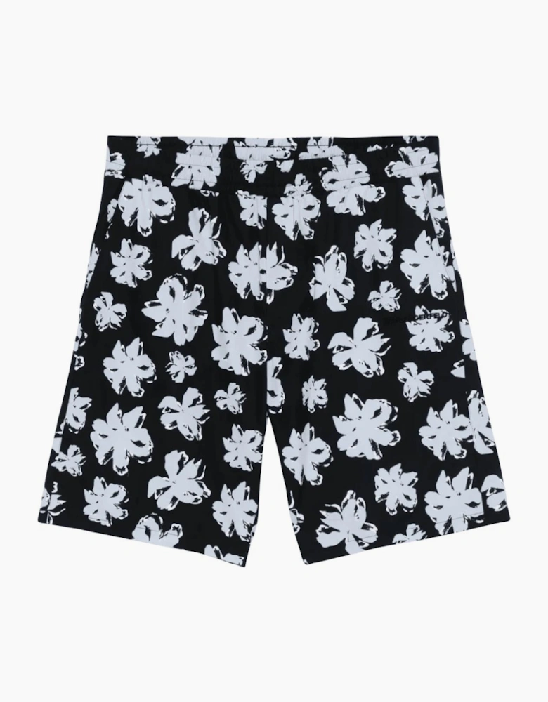 Nylon Floral All Over Black Shorts